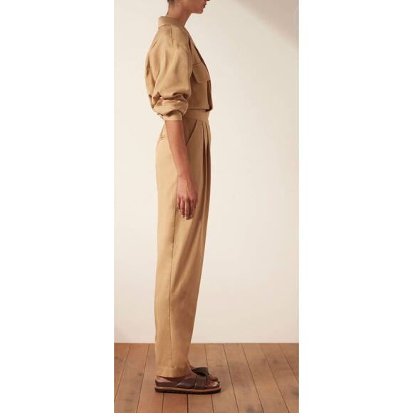 Shona Joy Sara Lapel Boiler Suit Jumpsuit Romper‎ Small Tan Camel Summer - Picture 7 of 8